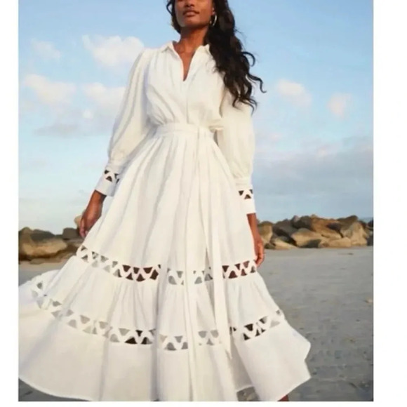 Lisa Marie Fernandez xTarget White Linen Button Up Cutout Shirtdress Size 4 - Picture 2 of 16